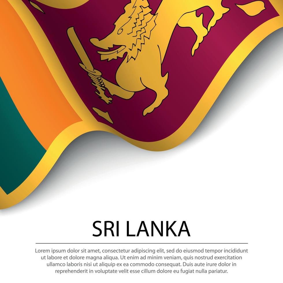 ondeando la bandera de sri lanka sobre fondo blanco. pancarta o cinta t vector