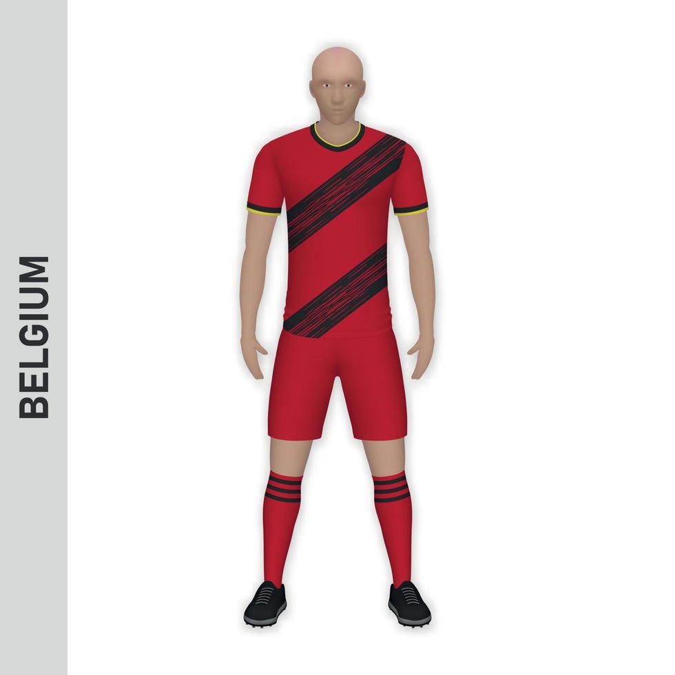 3D realistic soccer player mockup. Belgium Football Team Kit tem vector