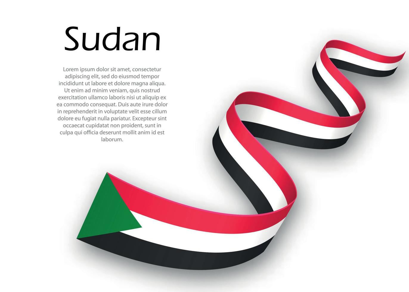 Waving ribbon or banner with flag of Sudan. Template for indepen vector