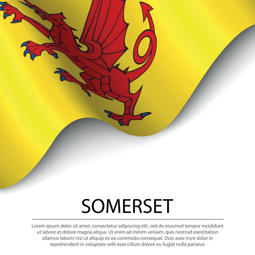 bandera ondeante de somerset es un condado de inglaterra sobre fondo blanco vector