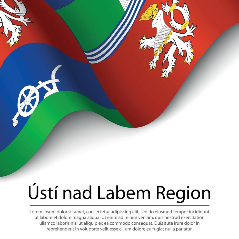 Waving flag of Usti nad Labem is a region of Czech Republic on w vector