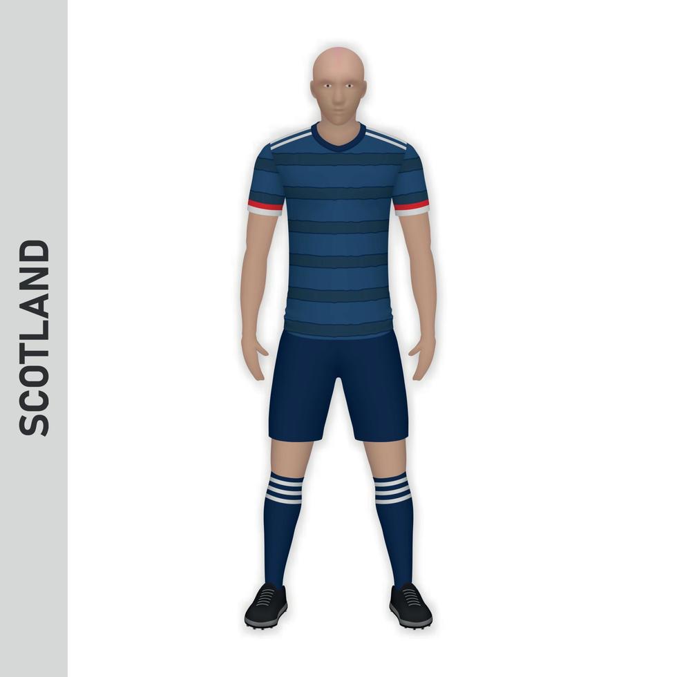 3D realistic soccer player mockup. Scotland Football Team Kit te vector