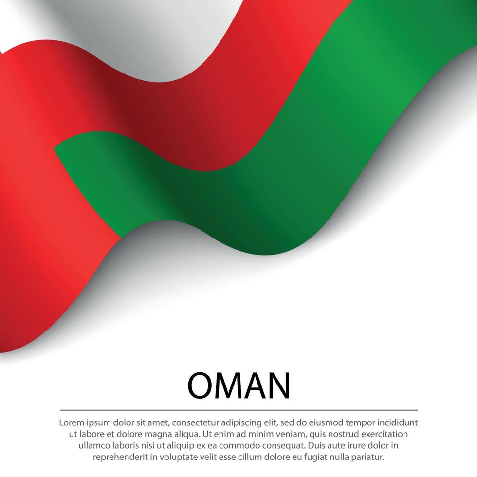 Waving flag of Oman on white background. Banner or ribbon templa vector