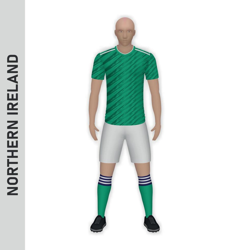 Maqueta de jugador de fútbol realista en 3d. té de fútbol de irlanda del norte vector