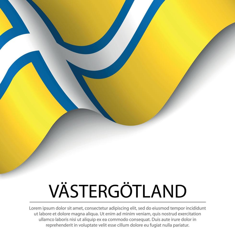 bandera ondeante de vastergotland es una provincia de suecia en ba blanca vector