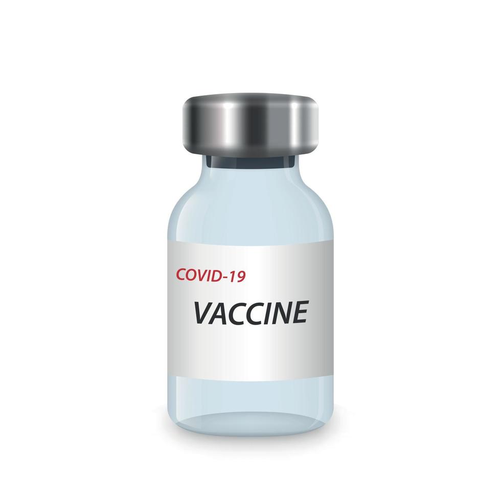 3d Realistic Bottle isolated. Coronavirus Vaccine injection vial for your design vector