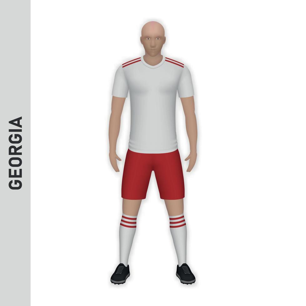 Maqueta de jugador de fútbol realista en 3d. camiseta del equipo de fútbol de georgia vector