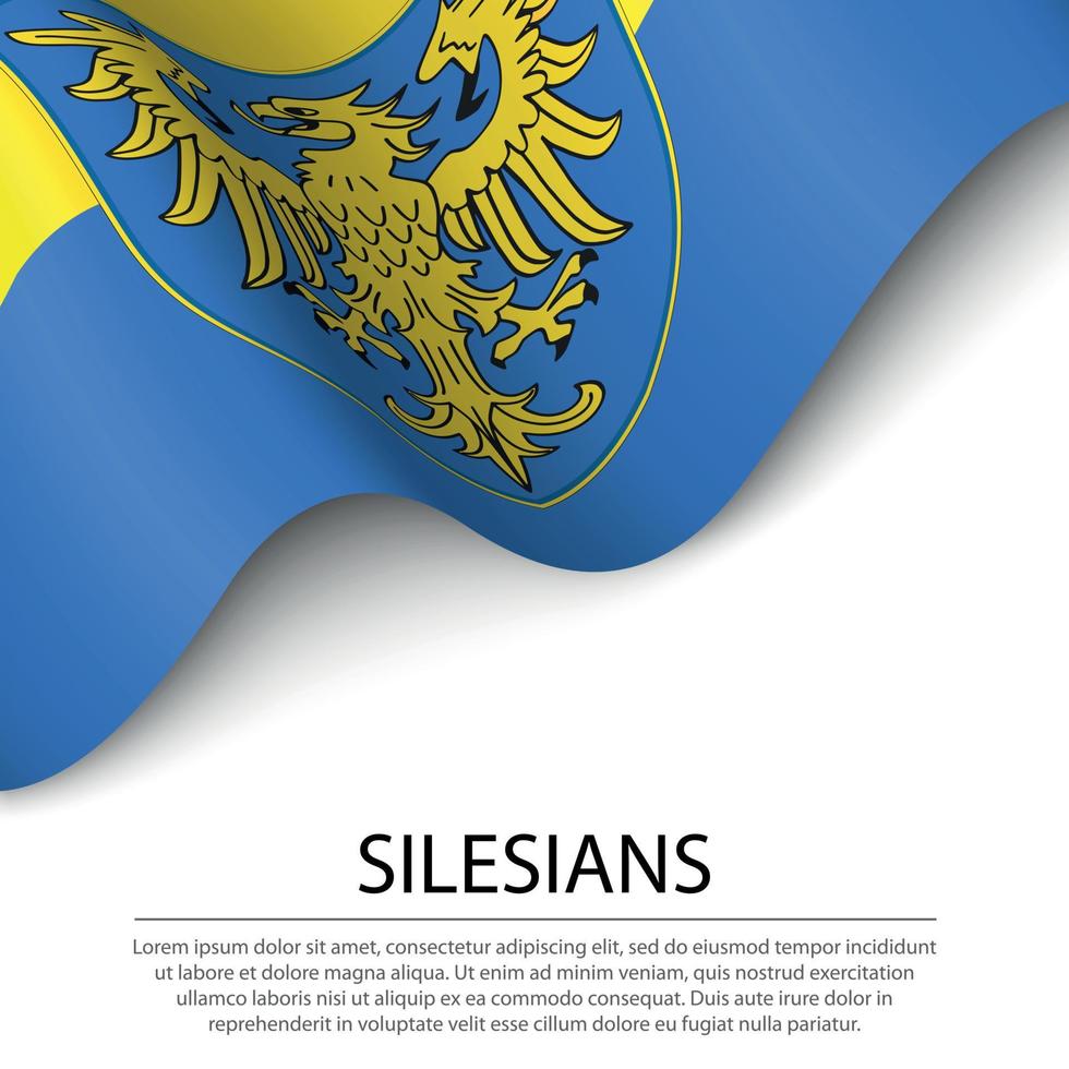 ondeando la bandera de Silesia sobre fondo blanco. pancarta o cinta vector