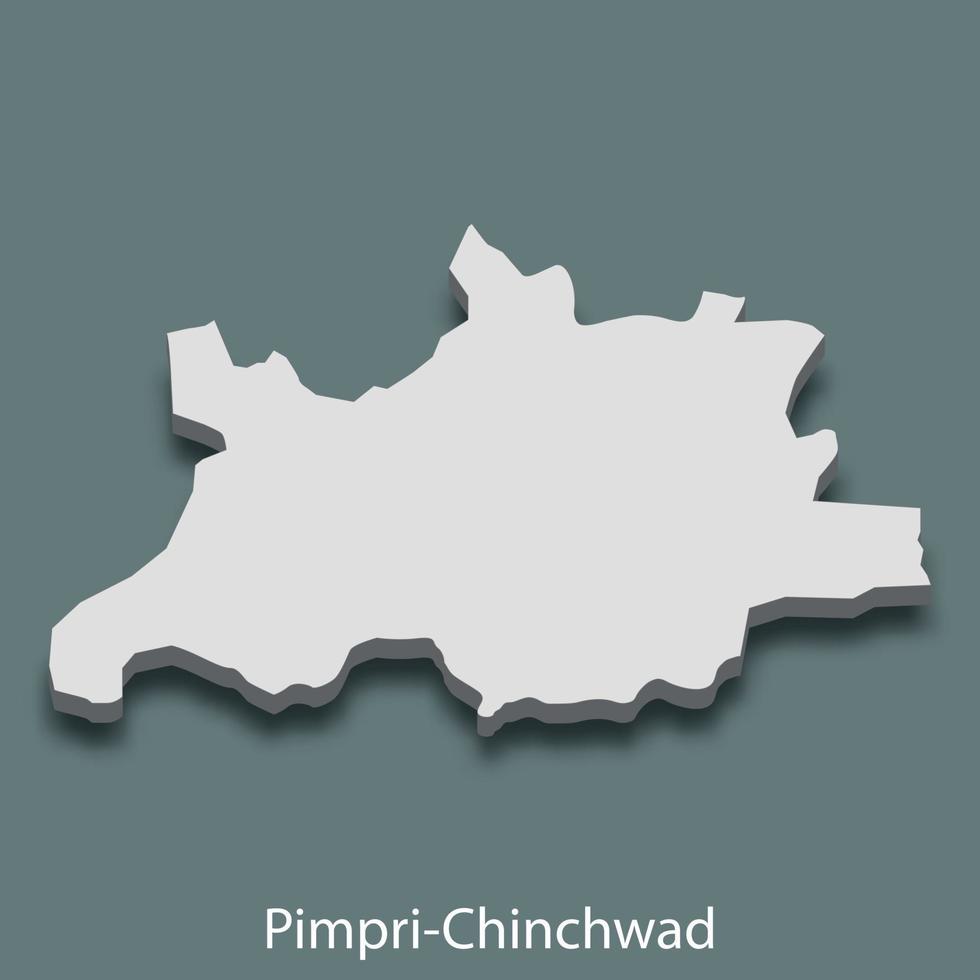 3d isometric map of Pimpri-Chinchwad is a city of India vector