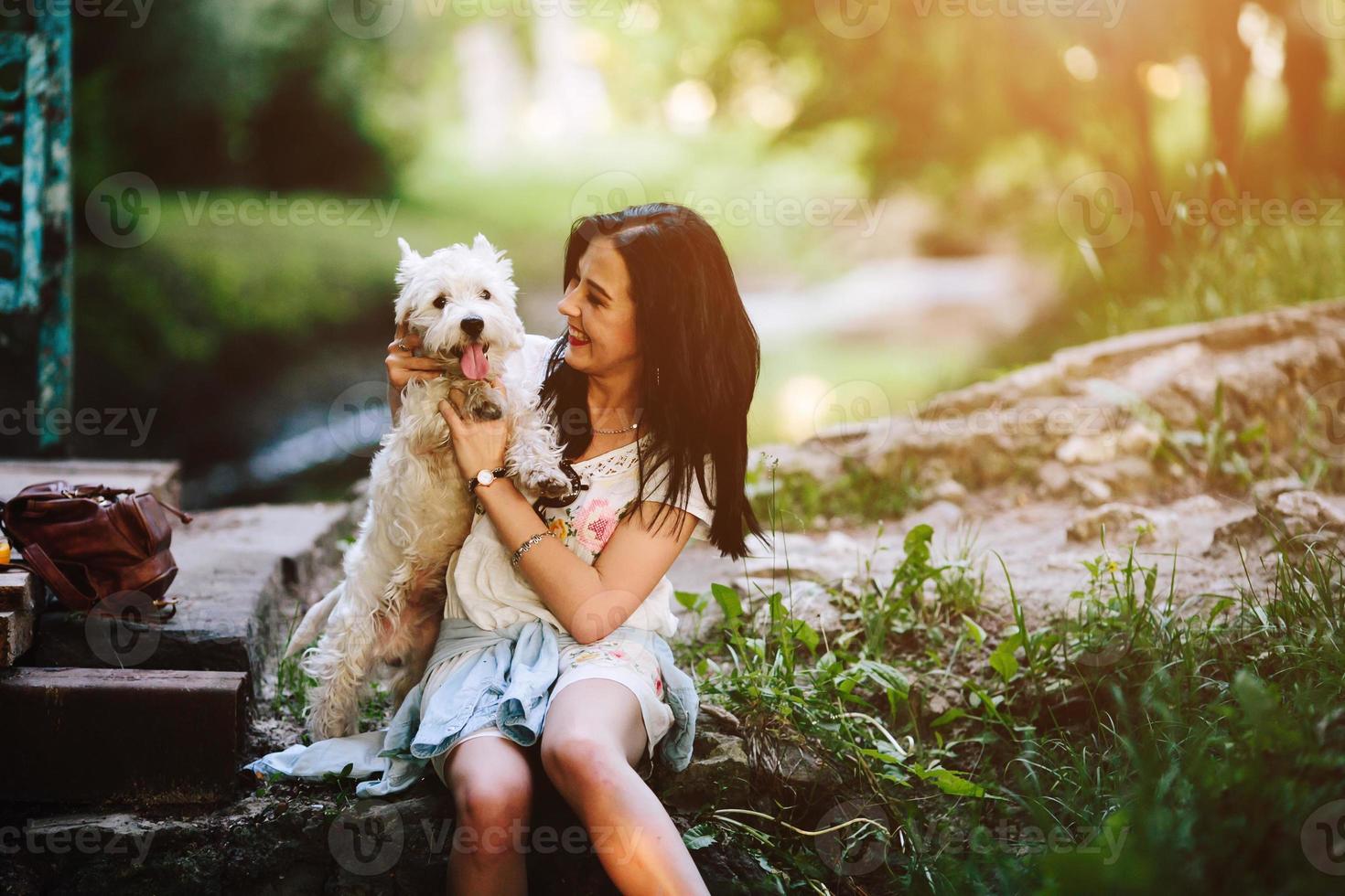 girl with her dog photo