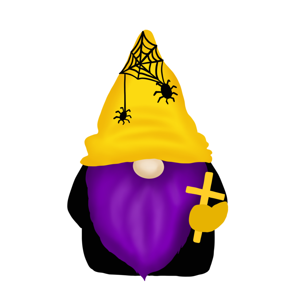 halloween gnome med Spindel webb png