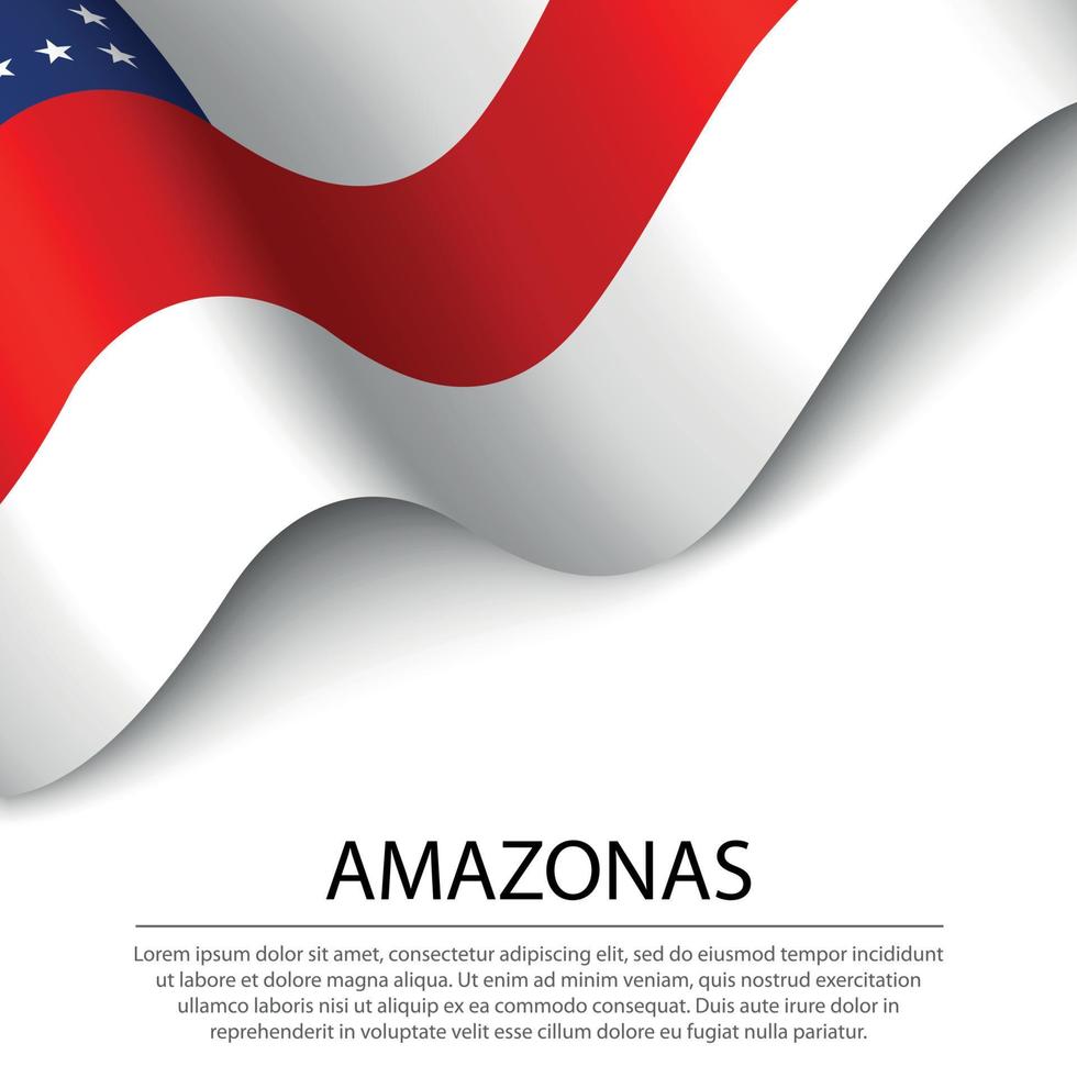 ondeando la bandera de amazonas es un estado de brasil sobre fondo blanco vector