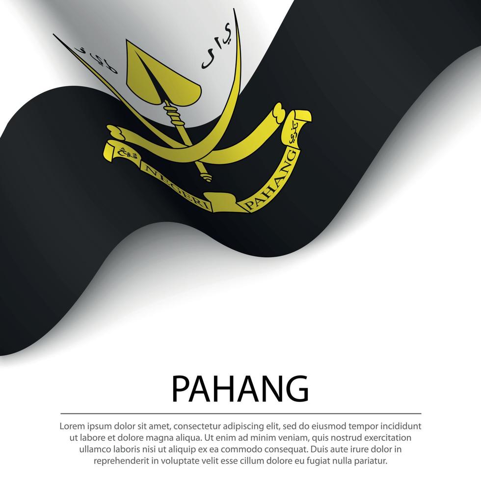 Waving flag of Pahang is a state of Malaysia on white background vector