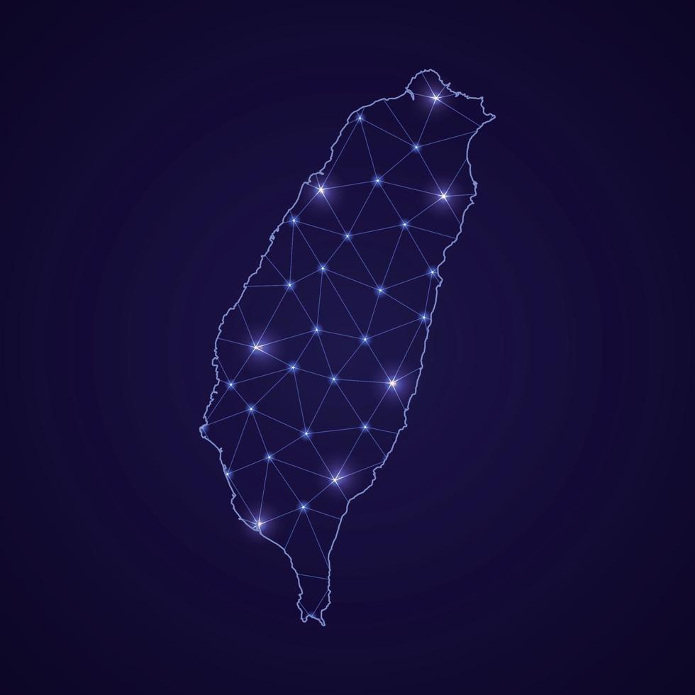 Digital network map of Taiwan. Abstract connect line and dot vector