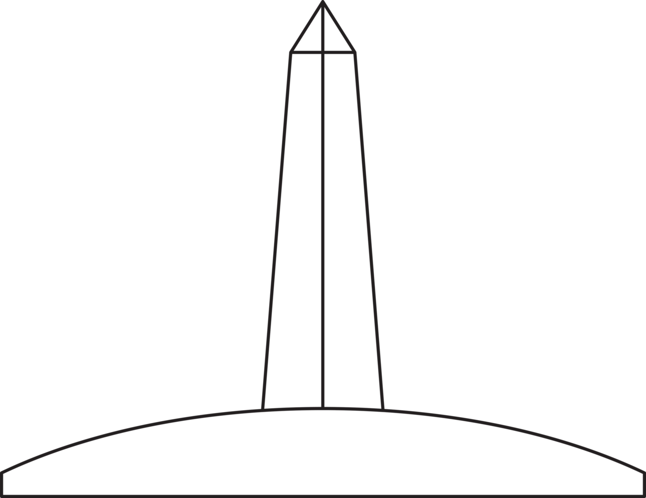 dessin de contour de la vue d'élévation avant du point de repère de washington dc. png
