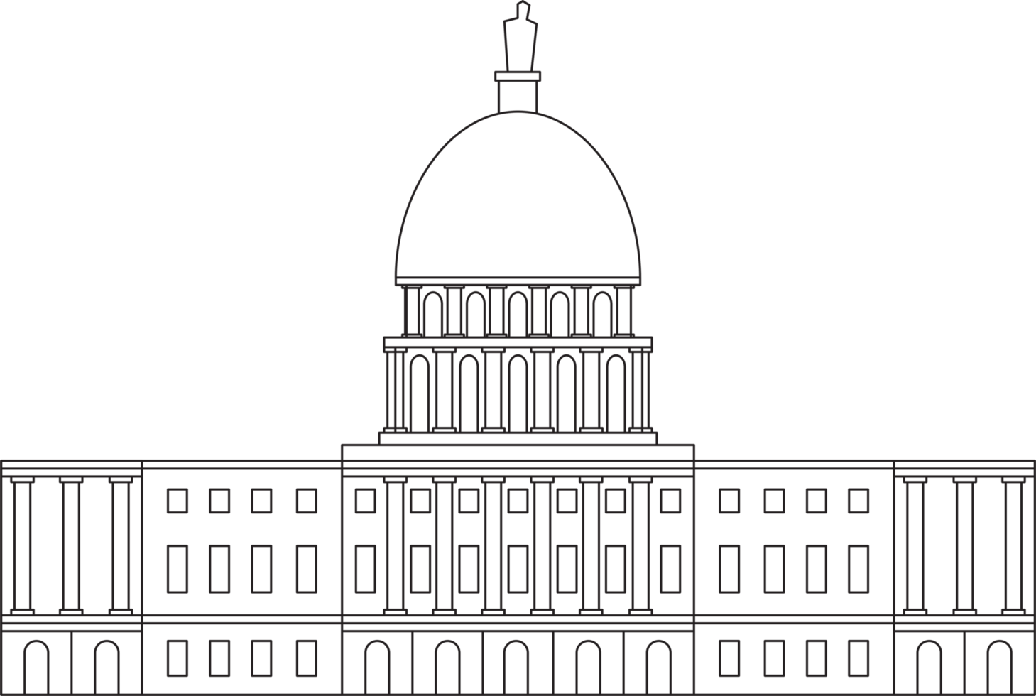 outline drawing of washington dc landmark front elevation view. png