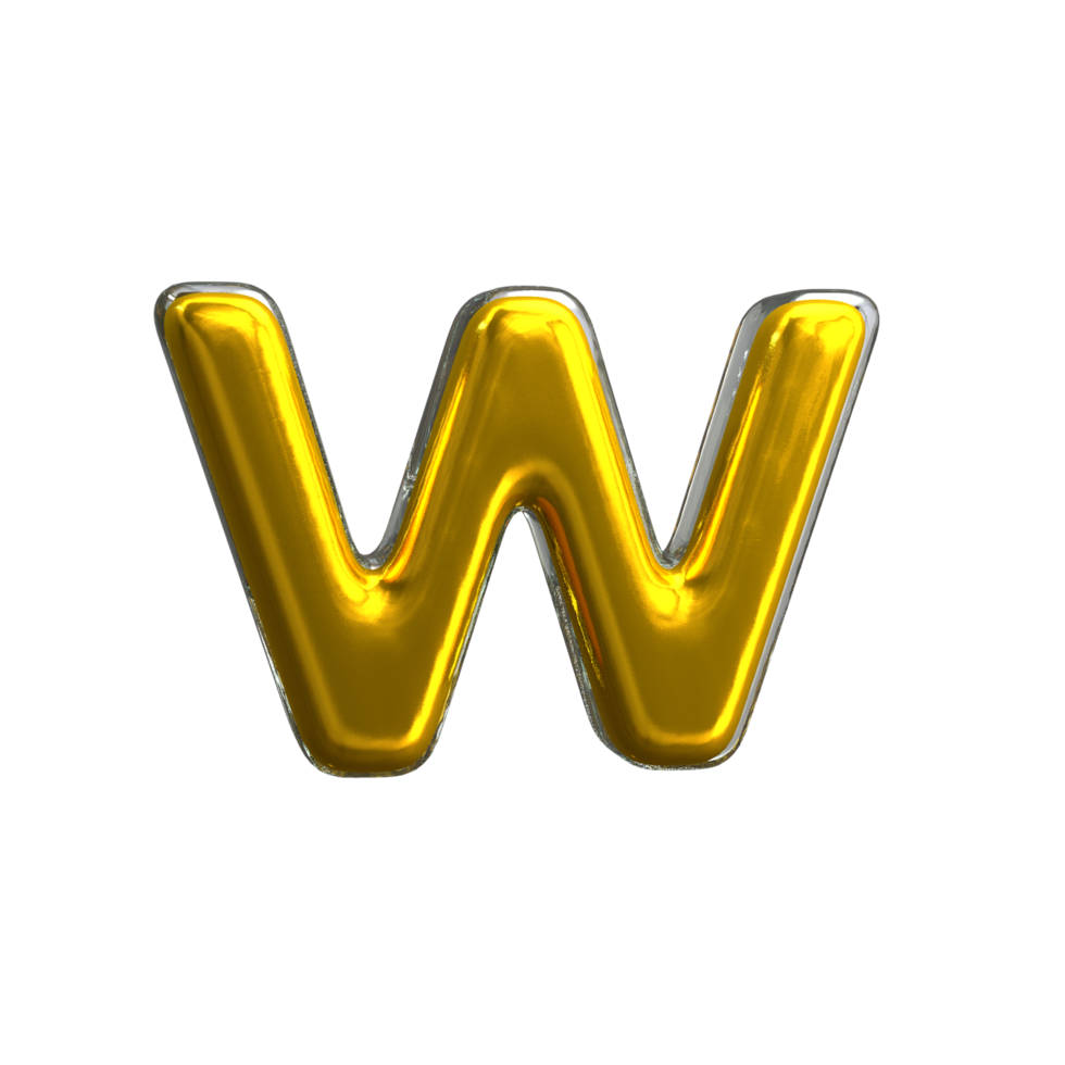 Mental Yellow Letter W 3D Render png