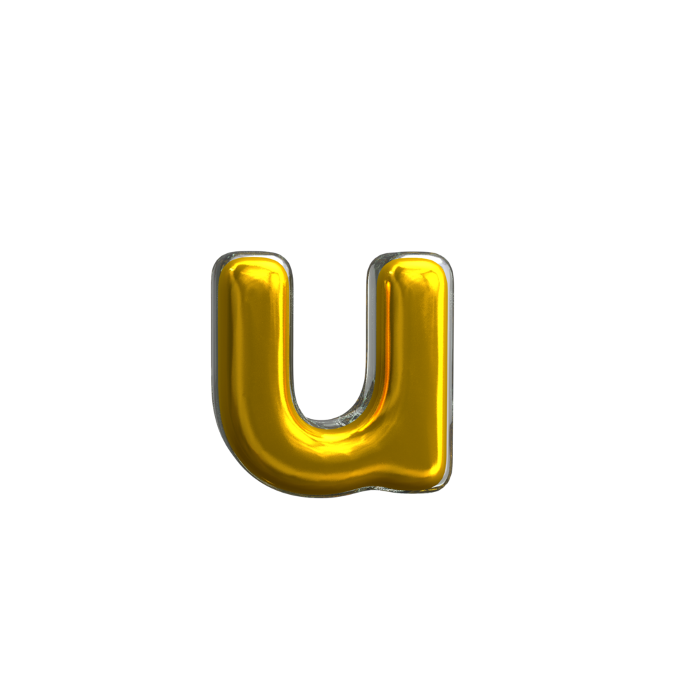 mentaler gelber Buchstabe u 3D-Rendering png