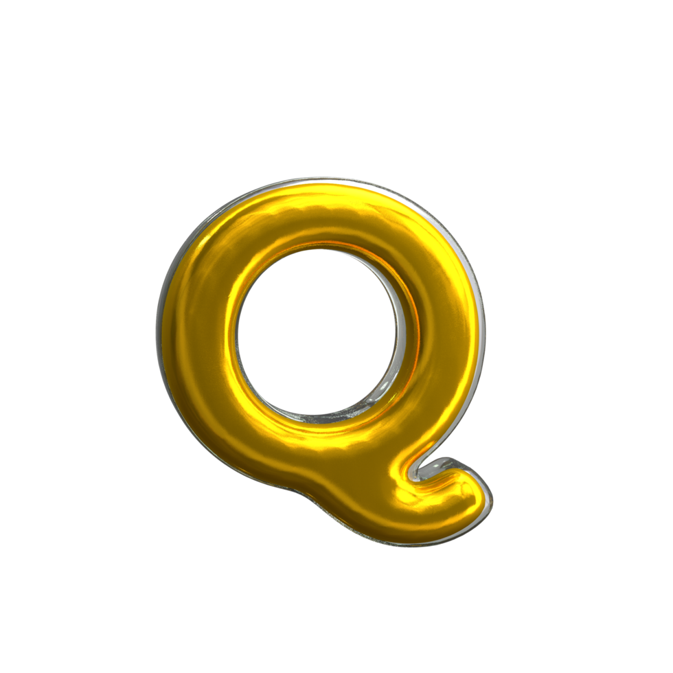 Mental Yellow Letter Q 3D Render png