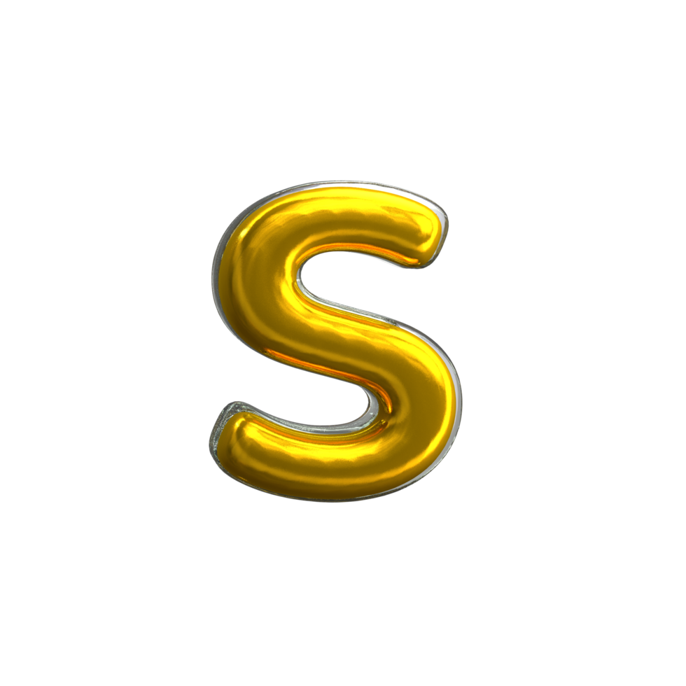 Mental Yellow Letter S 3D Render png