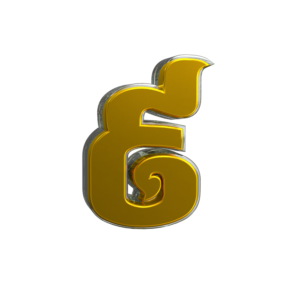 Khmer Number 9 3D Render mental yellow png