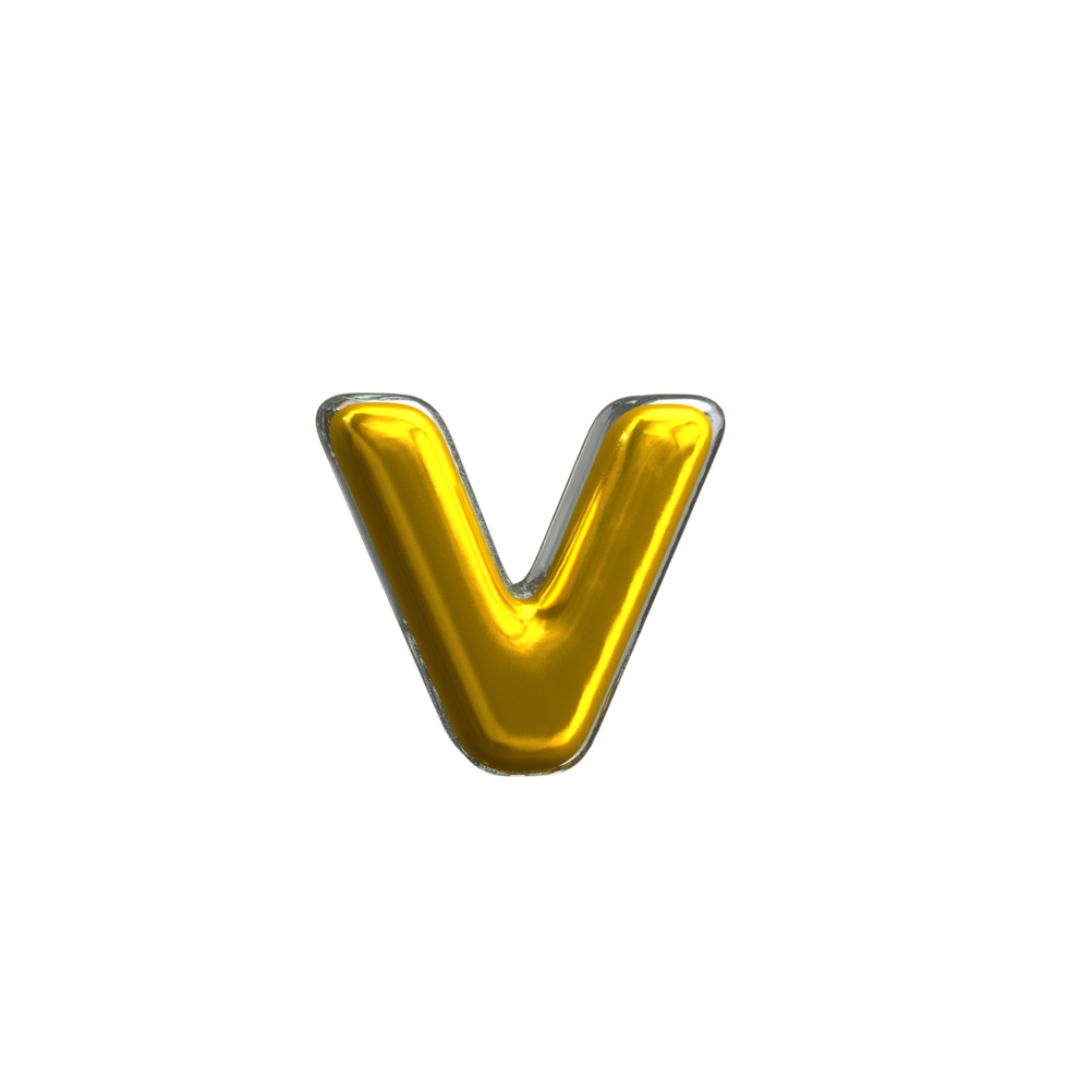 Mentaler gelber Buchstabe v 3d render png