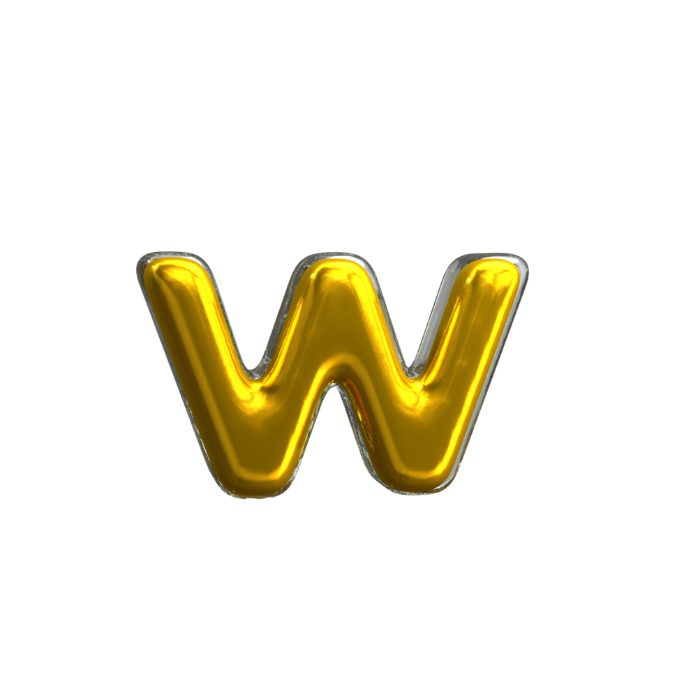 Mental Yellow Letter w 3D Render png