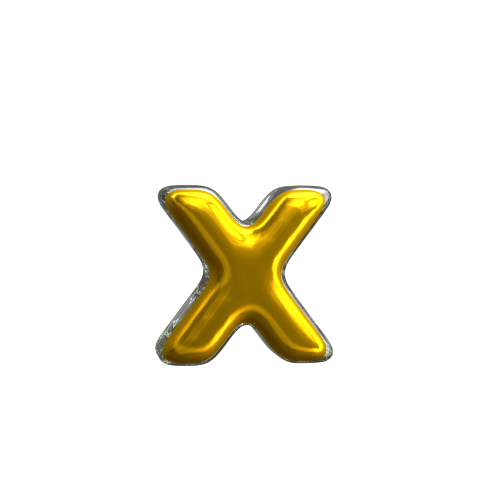 Mental Yellow Letter x 3D Render png