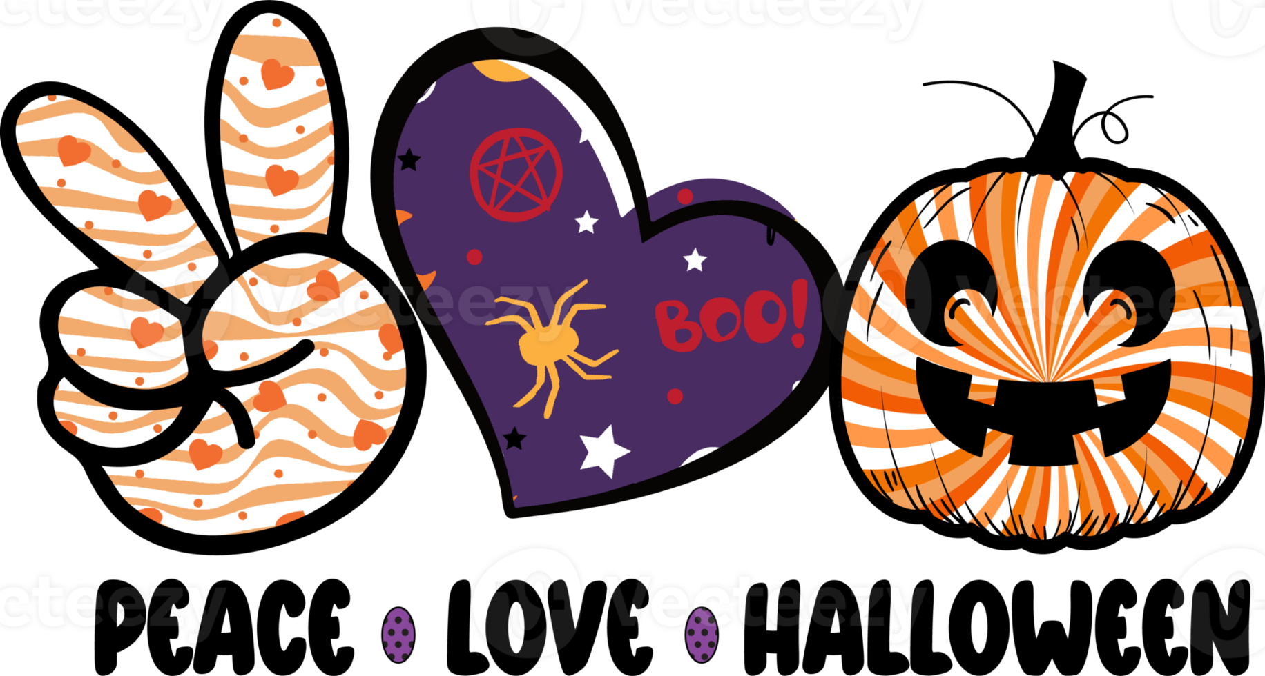 Peace Love Halloween Sublimation Design, perfect on t shirts, mugs, cards and much more png