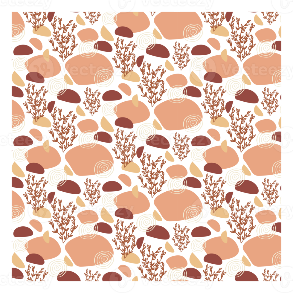 Boho Blob Shape and Floral Seamless Pattern png