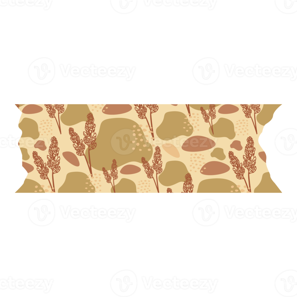 Boho Blob Shape and Floral Pattern Washi Tape png