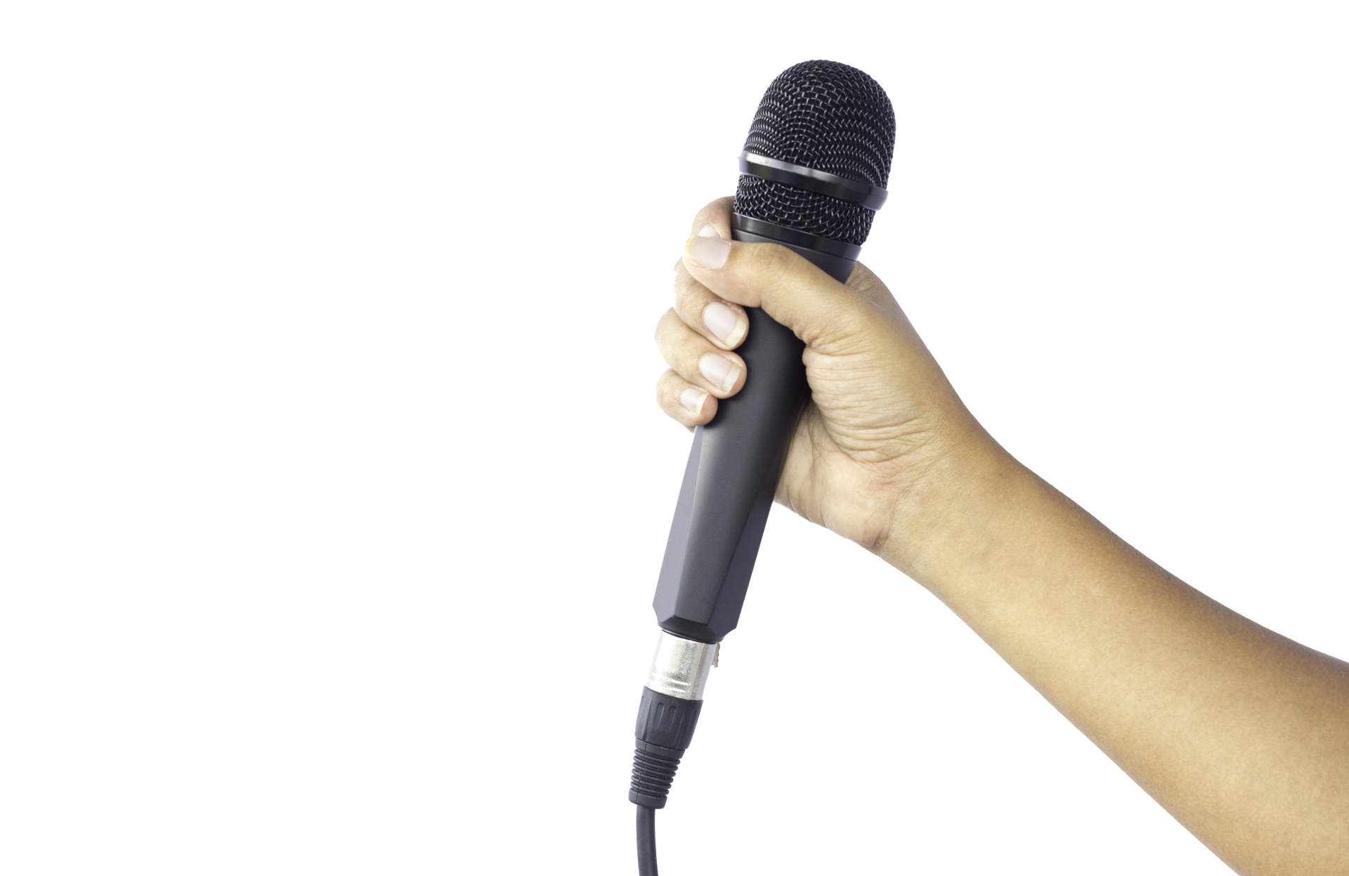 hold the microphone isolated on white background 11434578 PNG