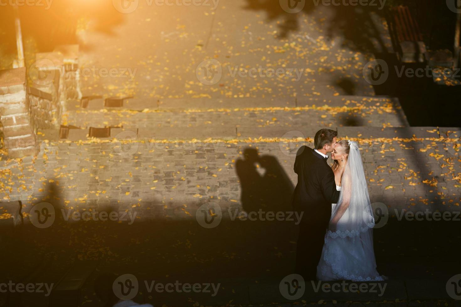 Lovely couple illuminated by the sun photo