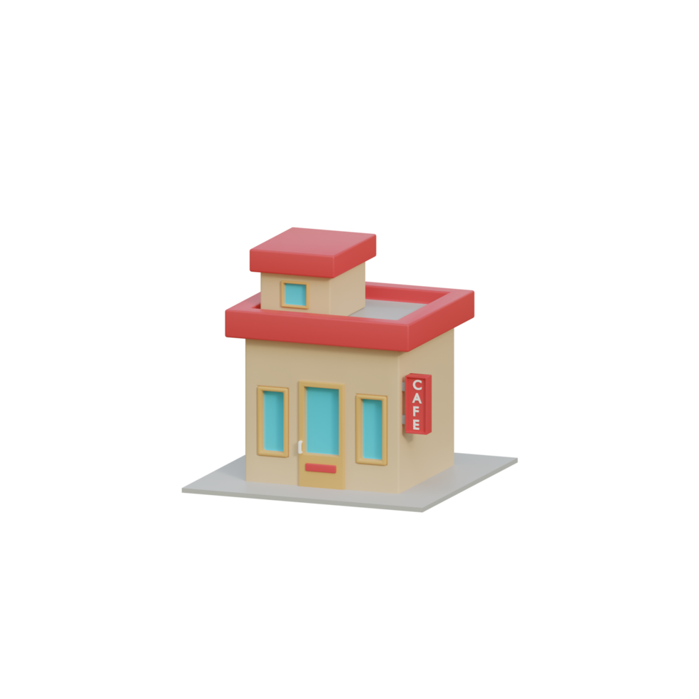 Edificio lindo y único aislado 3d png