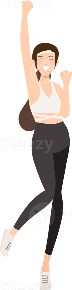 success happy woman in active wear on white background isolated png