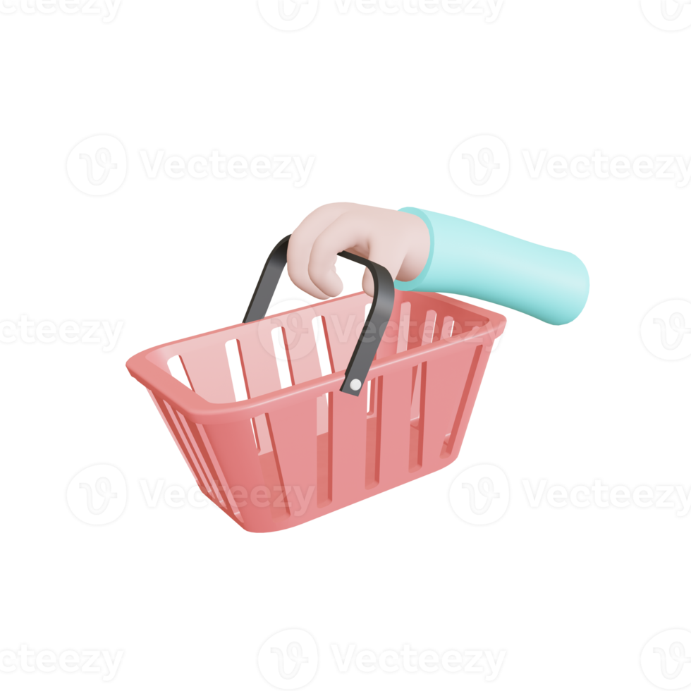 Shopping basket 3d illustration png