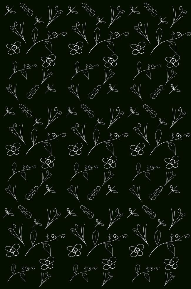 Hand drawn line art leaf and flower background design pattern, suitable for advertising, printing, wallpaper, wall decoration and others vector