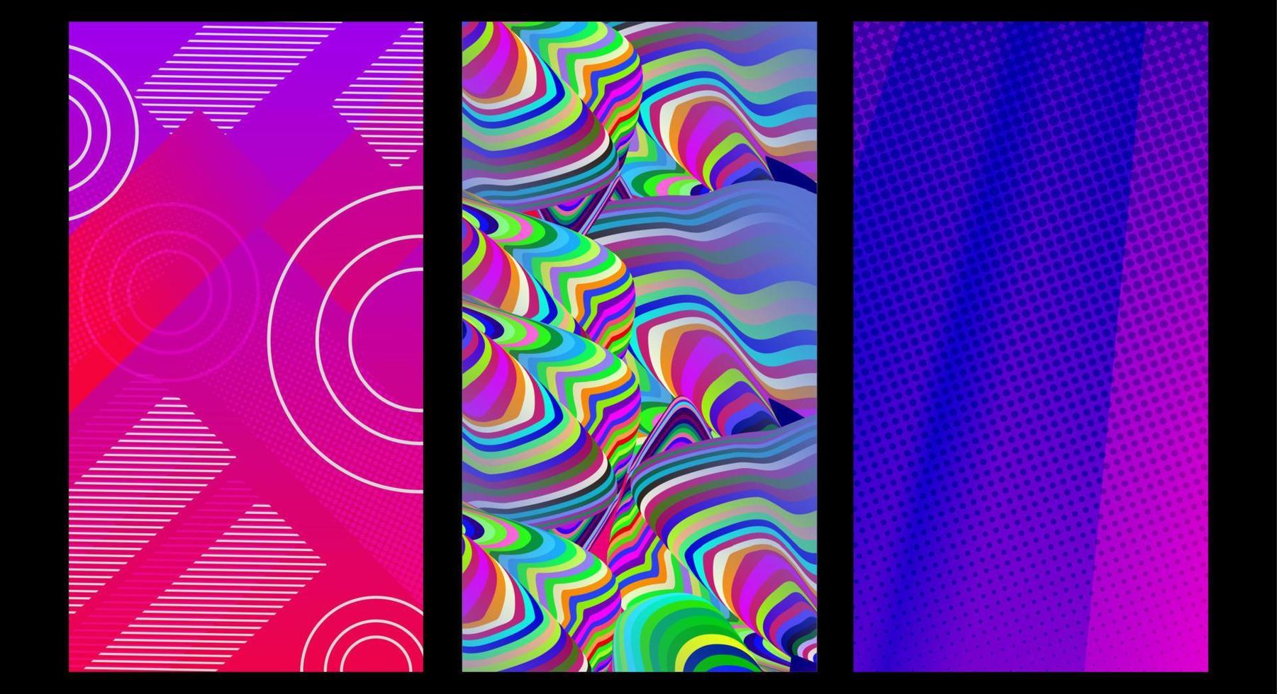 3 sets of colorful abstract backgrounds with different styles, suitable for advertisements, flyers, social media posts, posters, and others vector