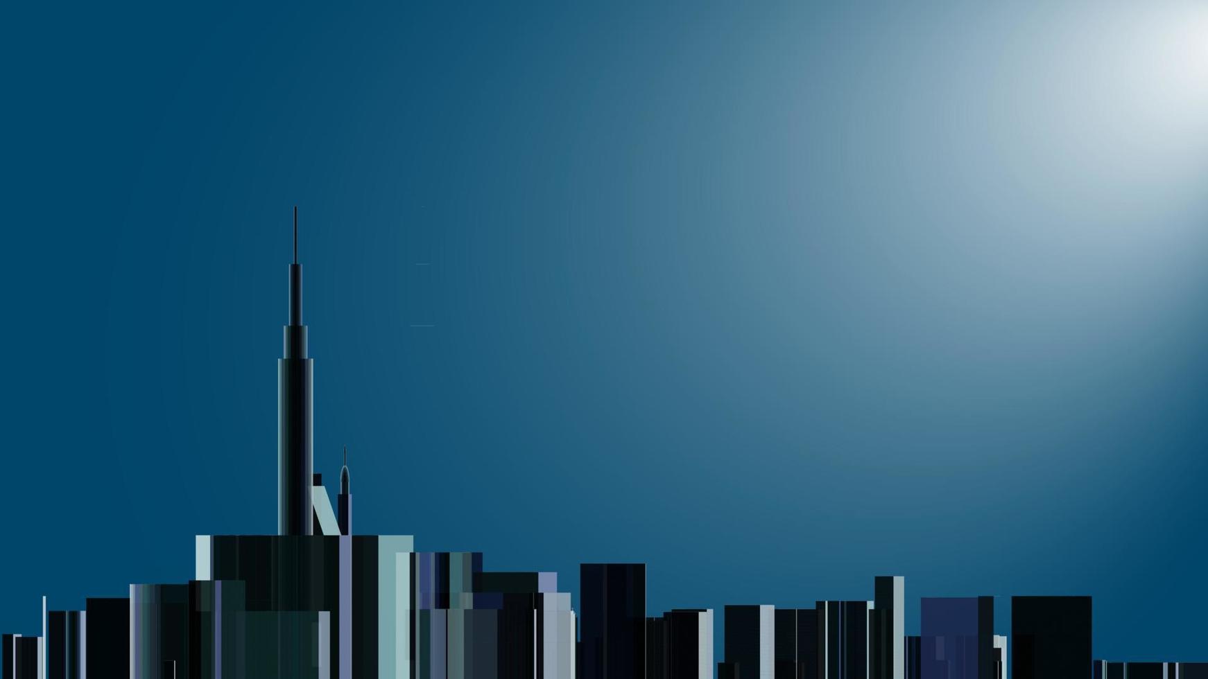 Illustrator vector of abstract geometry silhouette cityscape in horizontal design. Panoramic scenic of construction industry, house, town and tower. Design for element, poster, wallpaper and line art.