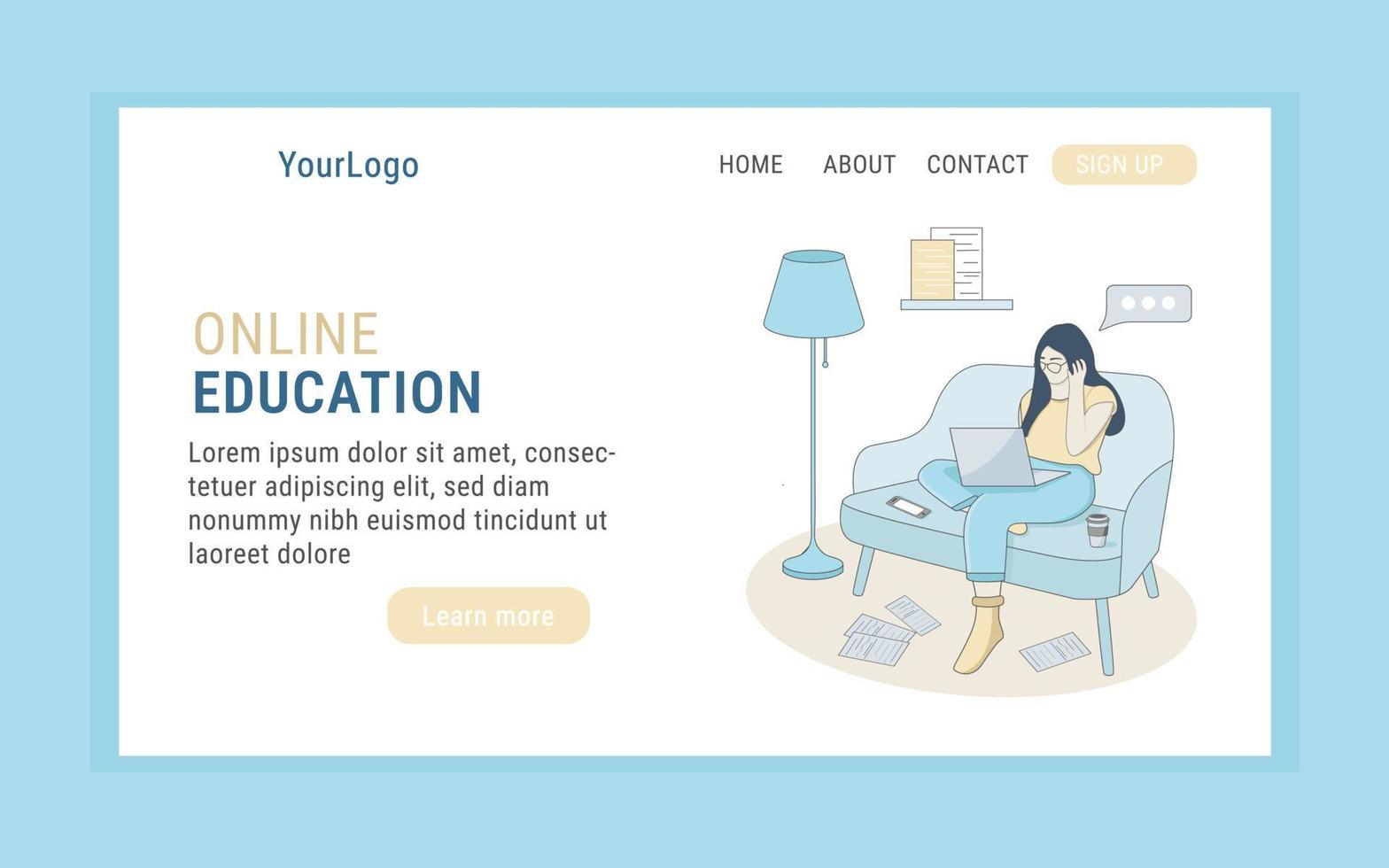 Online education landing page vector