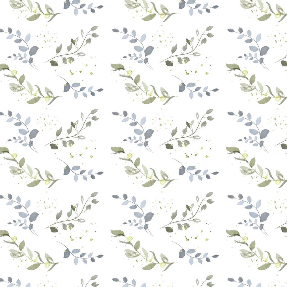 pattern with watercolor plants on white background vector