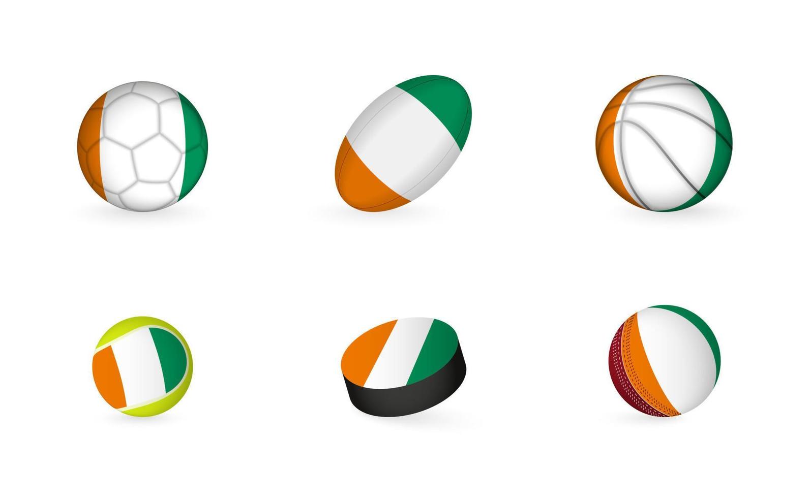 Sports equipment with flag of Ivory Coast. Sports icon set. vector