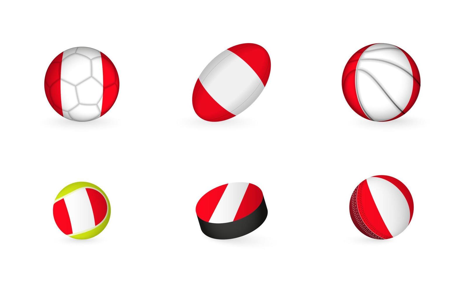 equipamiento deportivo con bandera de perú. conjunto de iconos de deportes. vector