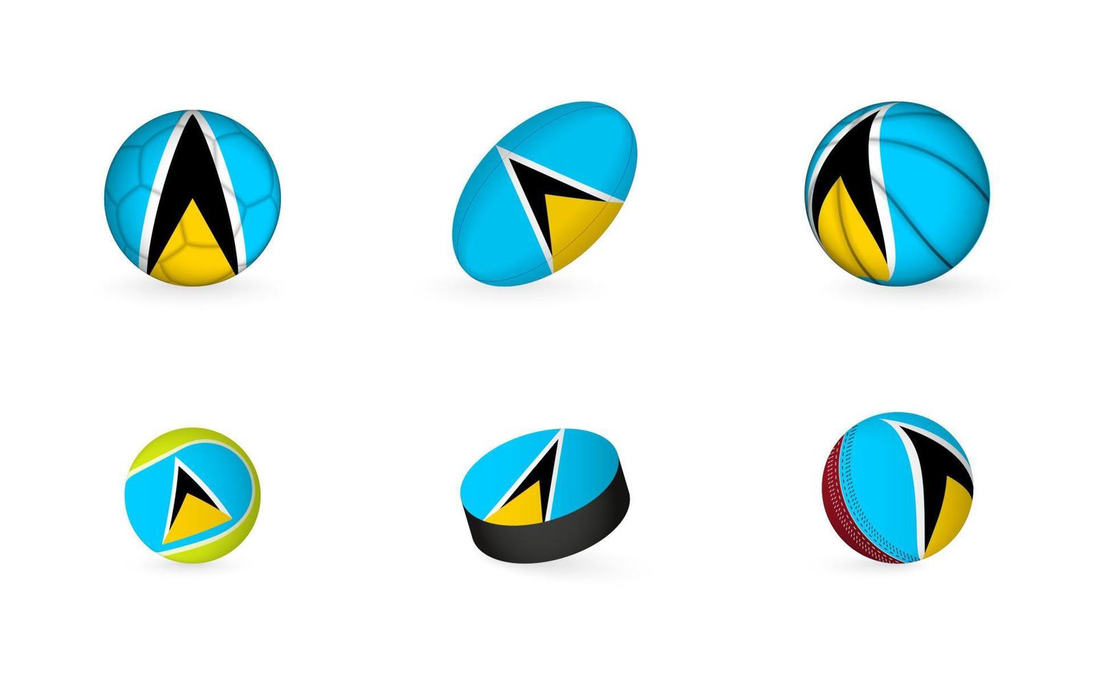Sports equipment with flag of Saint Lucia. Sports icon set. vector
