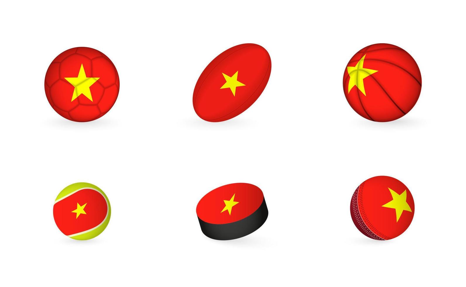 Sports equipment with flag of Vietnam. Sports icon set. vector