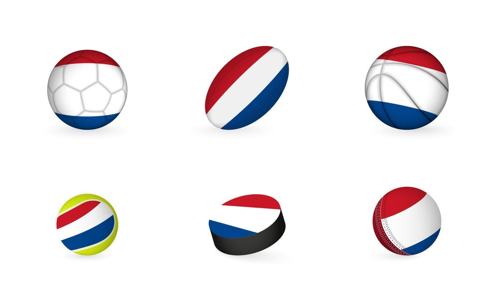 Sports equipment with flag of Netherlands. Sports icon set. vector