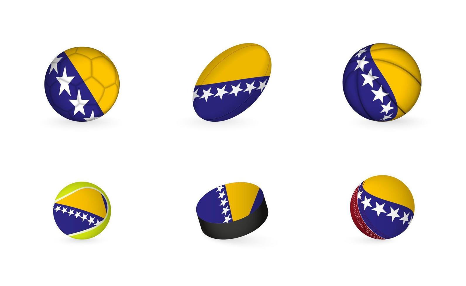 equipamiento deportivo con bandera de bosnia y herzegovina. conjunto de iconos de deportes. vector