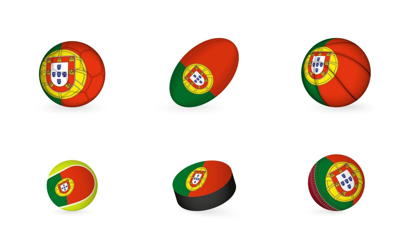 Sports equipment with flag of Portugal. Sports icon set. vector