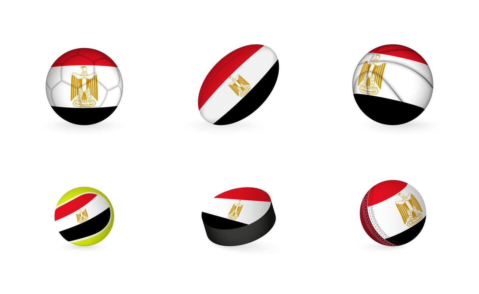 Sports equipment with flag of Egypt. Sports icon set. vector