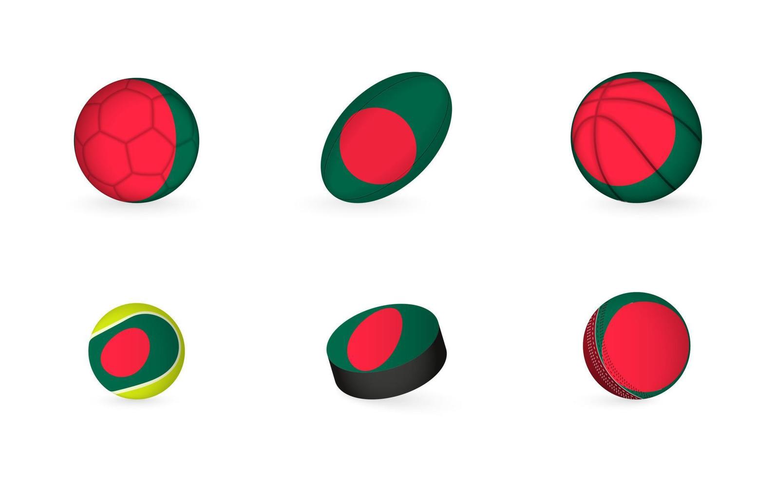 Sports equipment with flag of Bangladesh. Sports icon set. vector